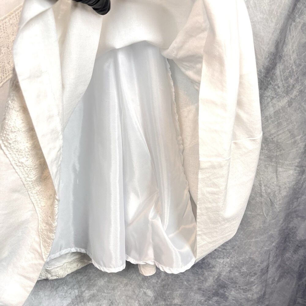 Carol Little White Linen Midi A-Line Skirt Size 10 Lace Trim Lined Cottagecore - Picture 4 of 14